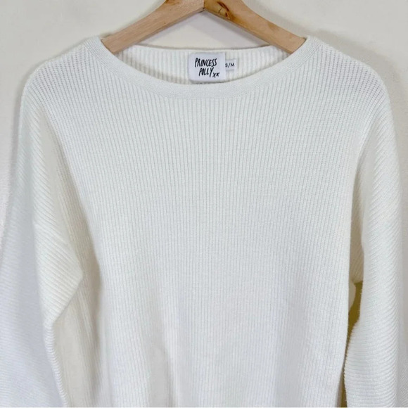 Princess Polly Laneway Pullover Sweater White Bell Sleeves - Picture 3 of 14